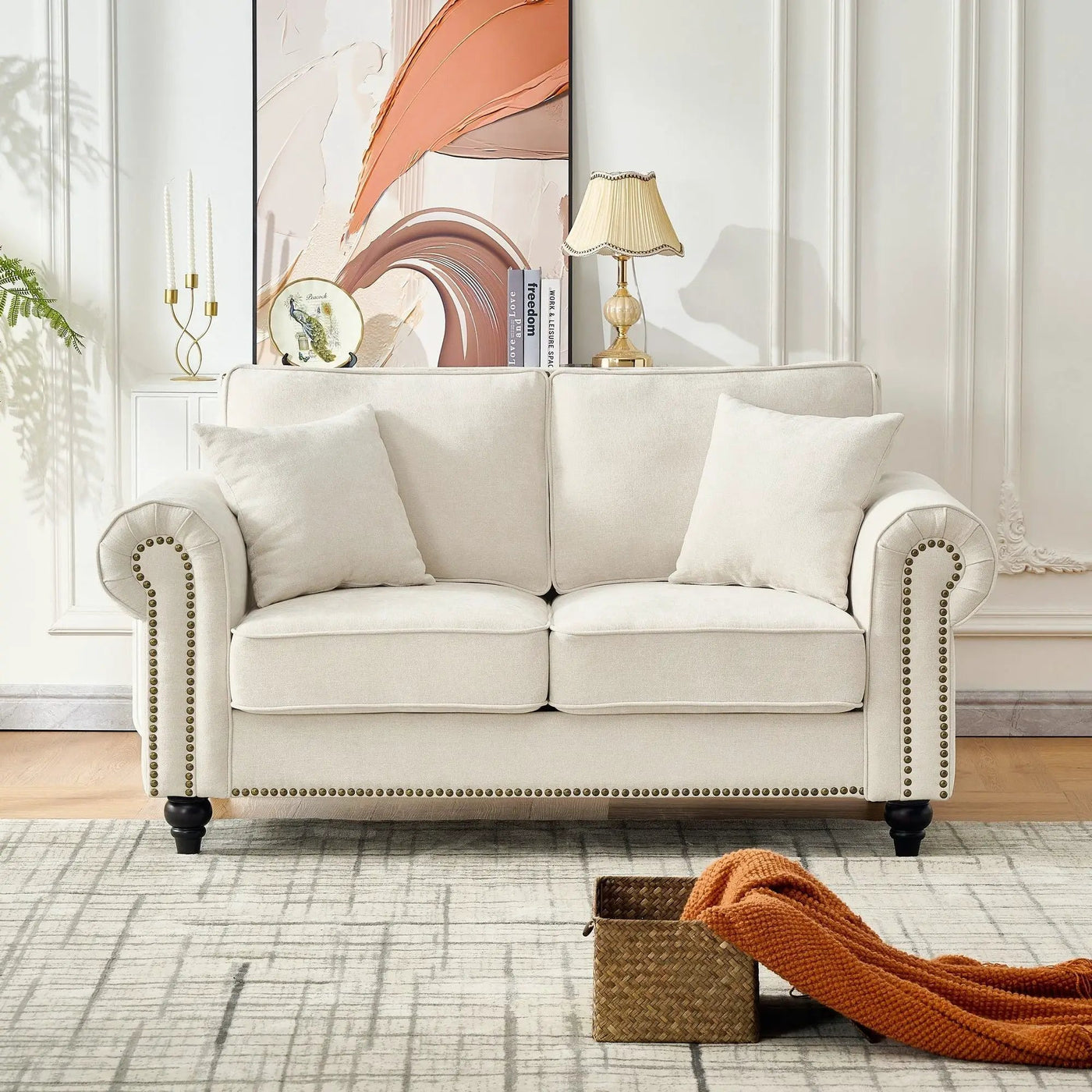2 Seater Sofa With Rolled Arms, Tufted Upholstered Couch by HouseOfZazla