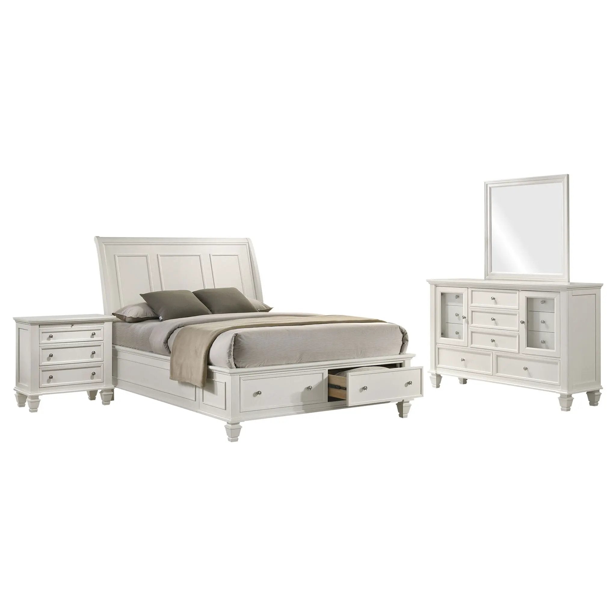 Sandy Beach 4-piece Eastern King Bedroom Set Cream White by Unique Piece Furniture