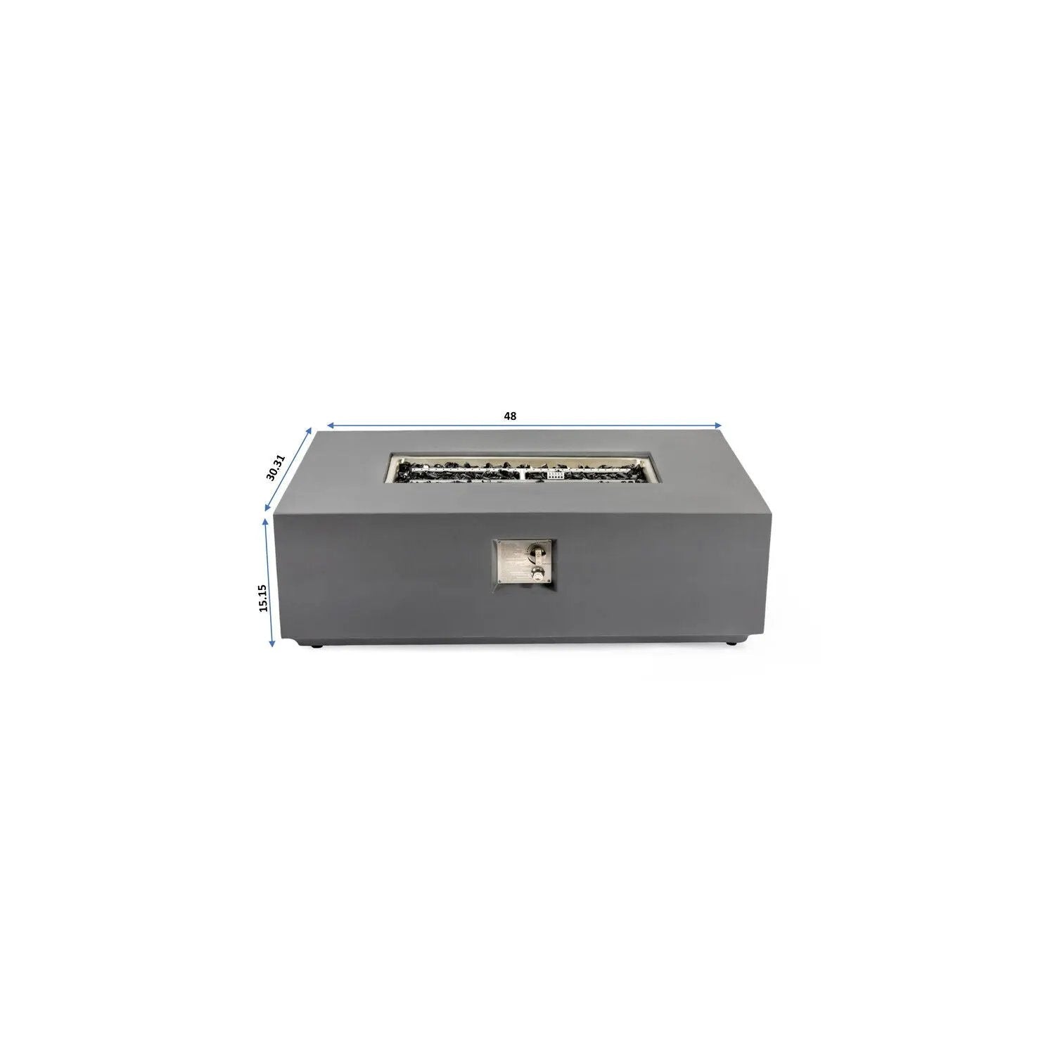 Volon - Rectangular Fire Pit Table, Propane Powered, 50,000 BTU - Light Gray by HouseOfZazla