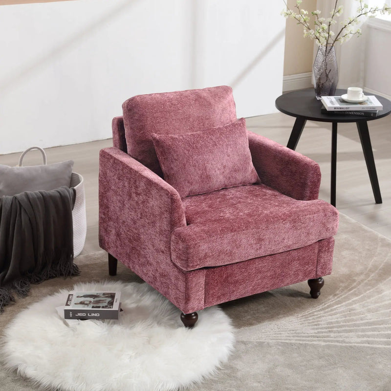 Modern Mid Century Wood Frame Armchair With Tufted Design by Unique Piece Furniture