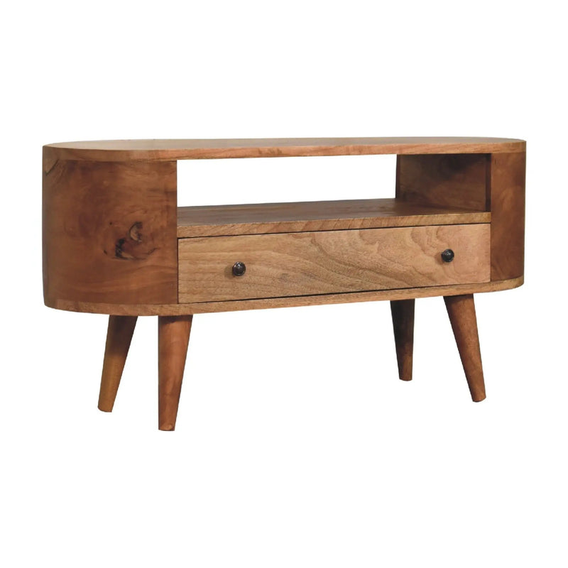 Modern Mini Rounded Entertainment Unit - Oak by HouseOfZazla
