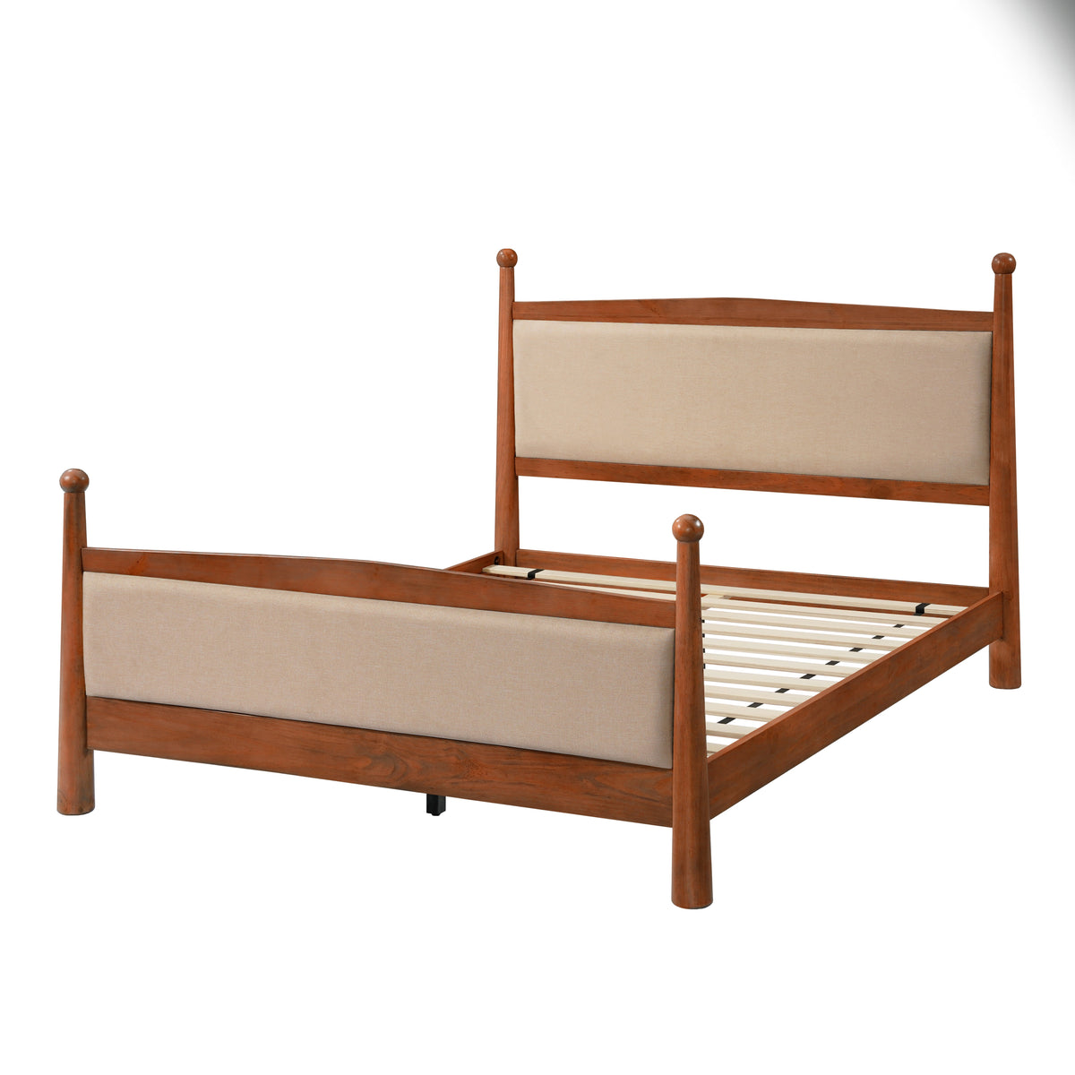 Queen Size Upholstered Platform Bed Frame with Wooden Slat Support, photo 7 of 10