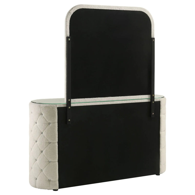 Sonya 6-drawer Upholstered Bedroom Dresser with Mirror Ivory by Unique Piece Furniture