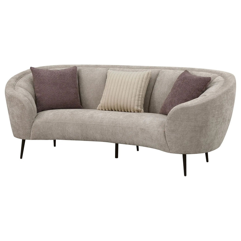 Ellorie Upholstered Channel Back Curved Sofa Beige by Unique Piece Furniture