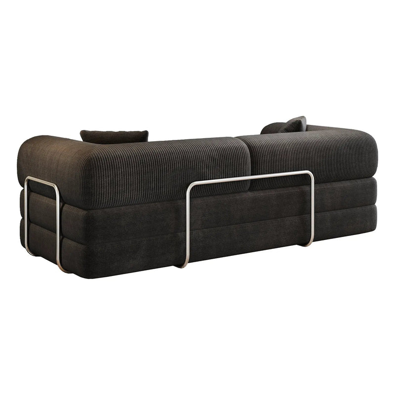 78.8' Compression Sofa,Convertible Floor Sofa Bed-with Pillow Back Support Armrest,Comfy Futon Couch Sleeper Bed,Loveseats Boneless Modular Sectional Sofa,Corduroy fabric,for Living Room,Bedroom,Black by HouseOfZazla