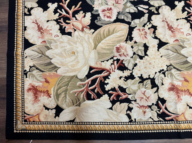 Palace Size Needlepoint Rug 13x17, Extra Large Wool Floral Handmade Carpet, European Design, Botanical by Jewel Rugs