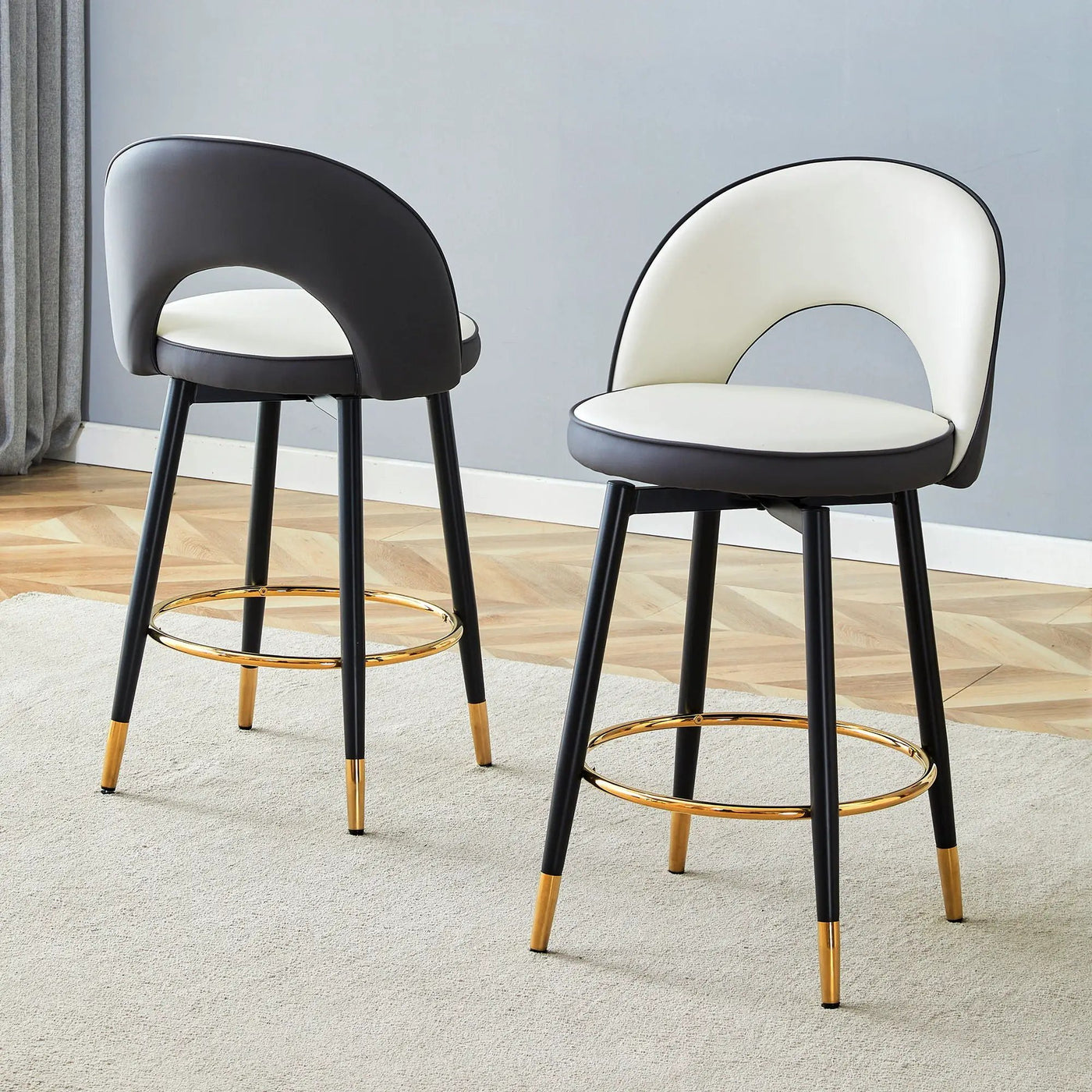 Upholstered Rotatable Bar Chair With Metal Legs For Dining Room by Unique Piece Furniture