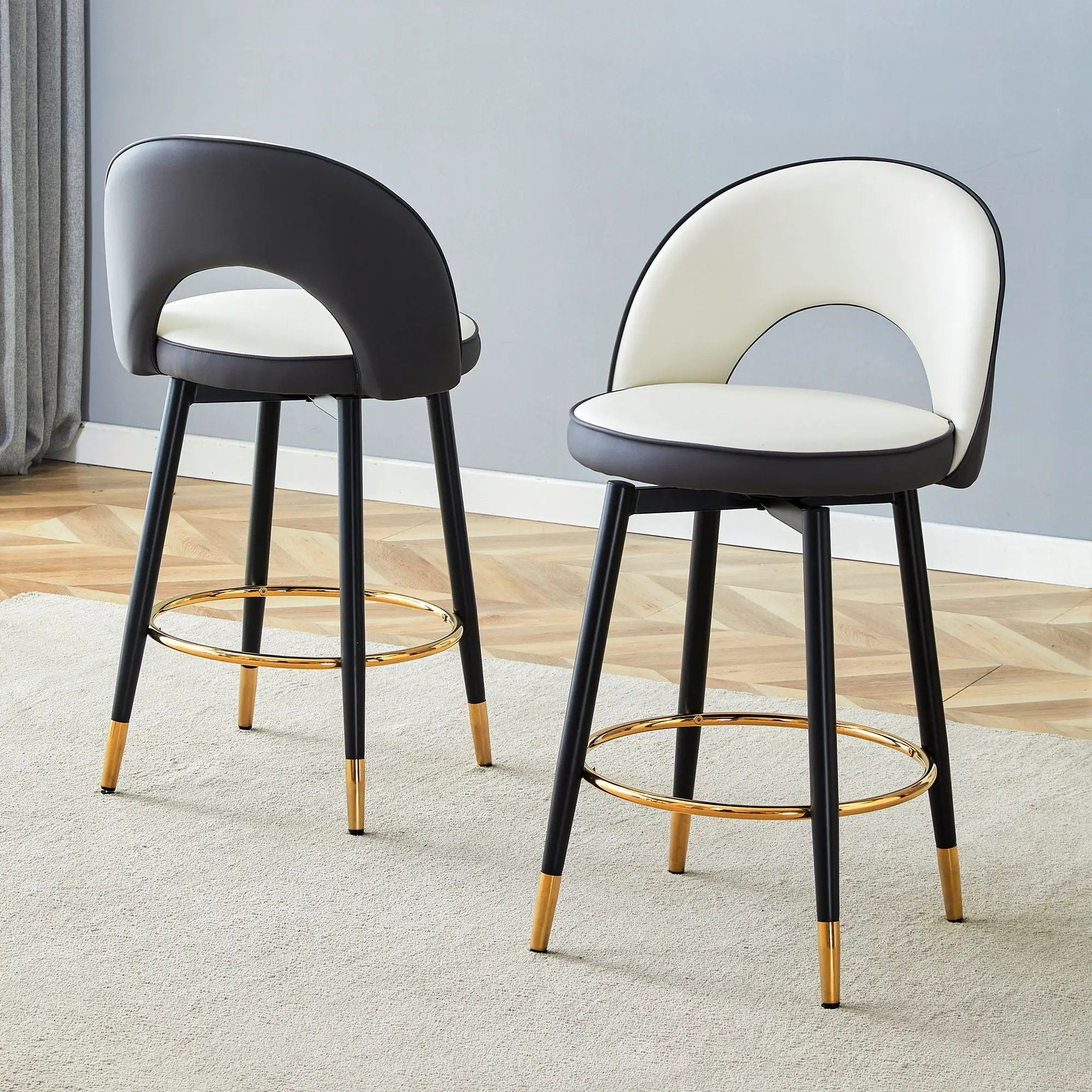 Upholstered Rotatable Bar Chair With Metal Legs For Dining Room by Unique Piece Furniture