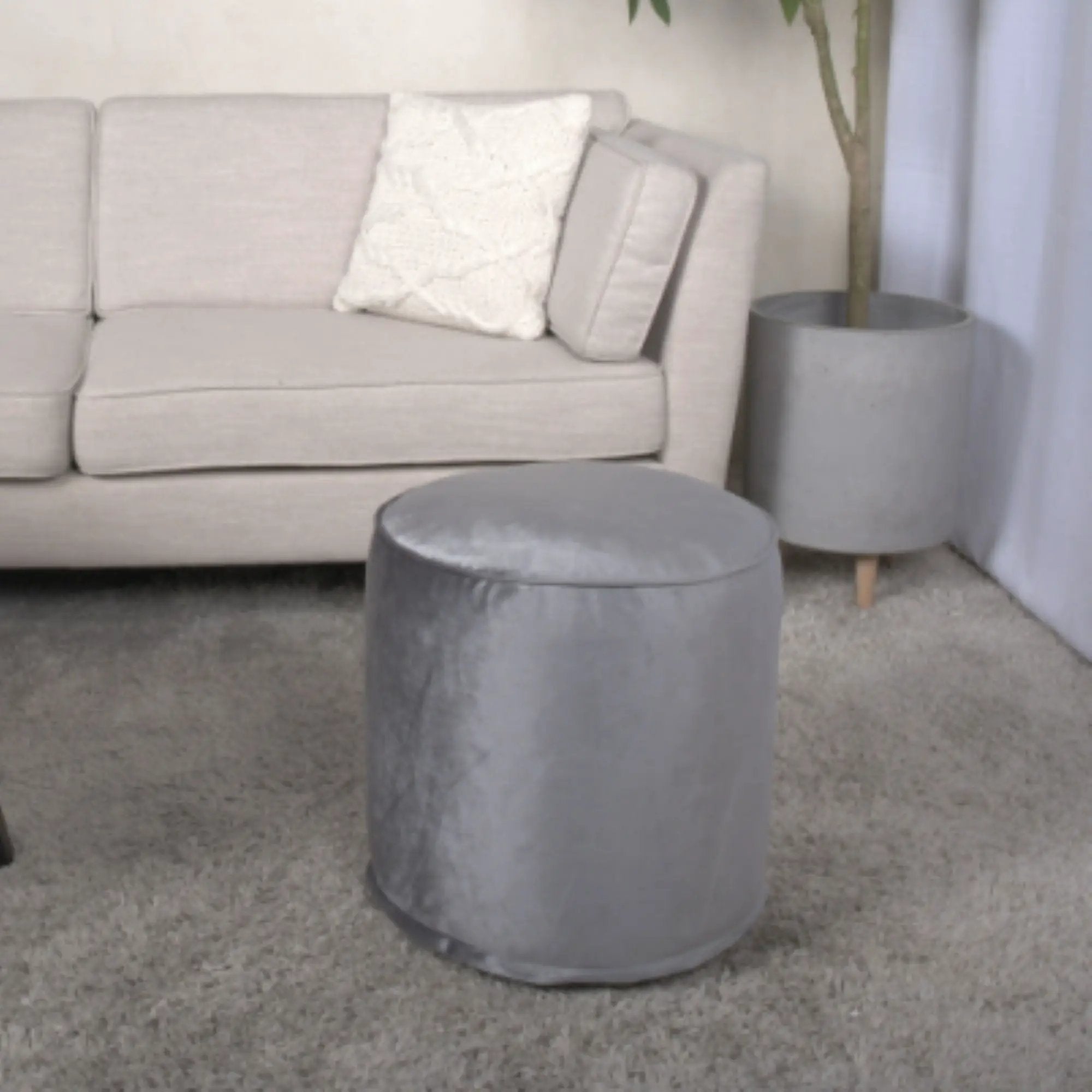 Shimon - Cylinder Pouf Ottoman And Floor Cushion by Unique Piece Furniture