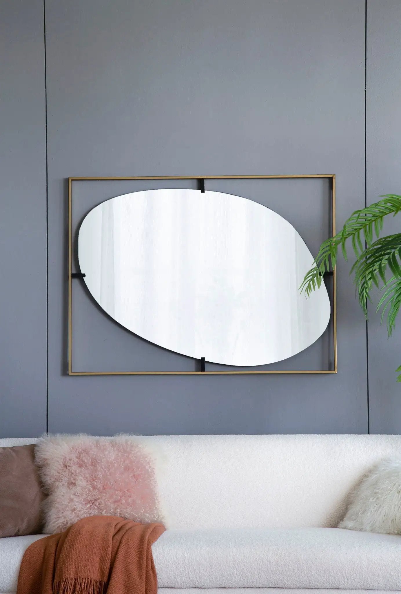 Poppy Mirror With Metal Frame Contemporary Design For Bathroom, Entryway Wall Decor by HouseOfZazla