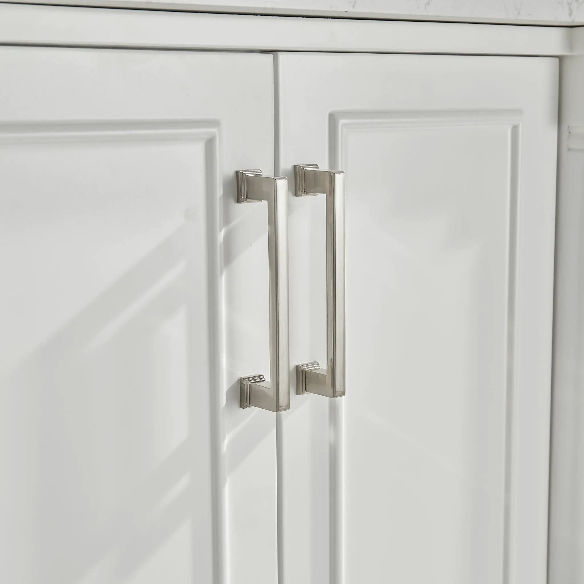 Freestanding Double Bathroom Vanity With Extra Black Handles - White by HouseOfZazla