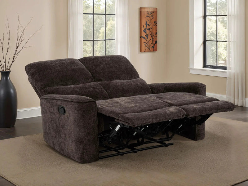 Navarro Chenille Upholstered Reclining Loveseat Dark Brown by Unique Piece Furniture