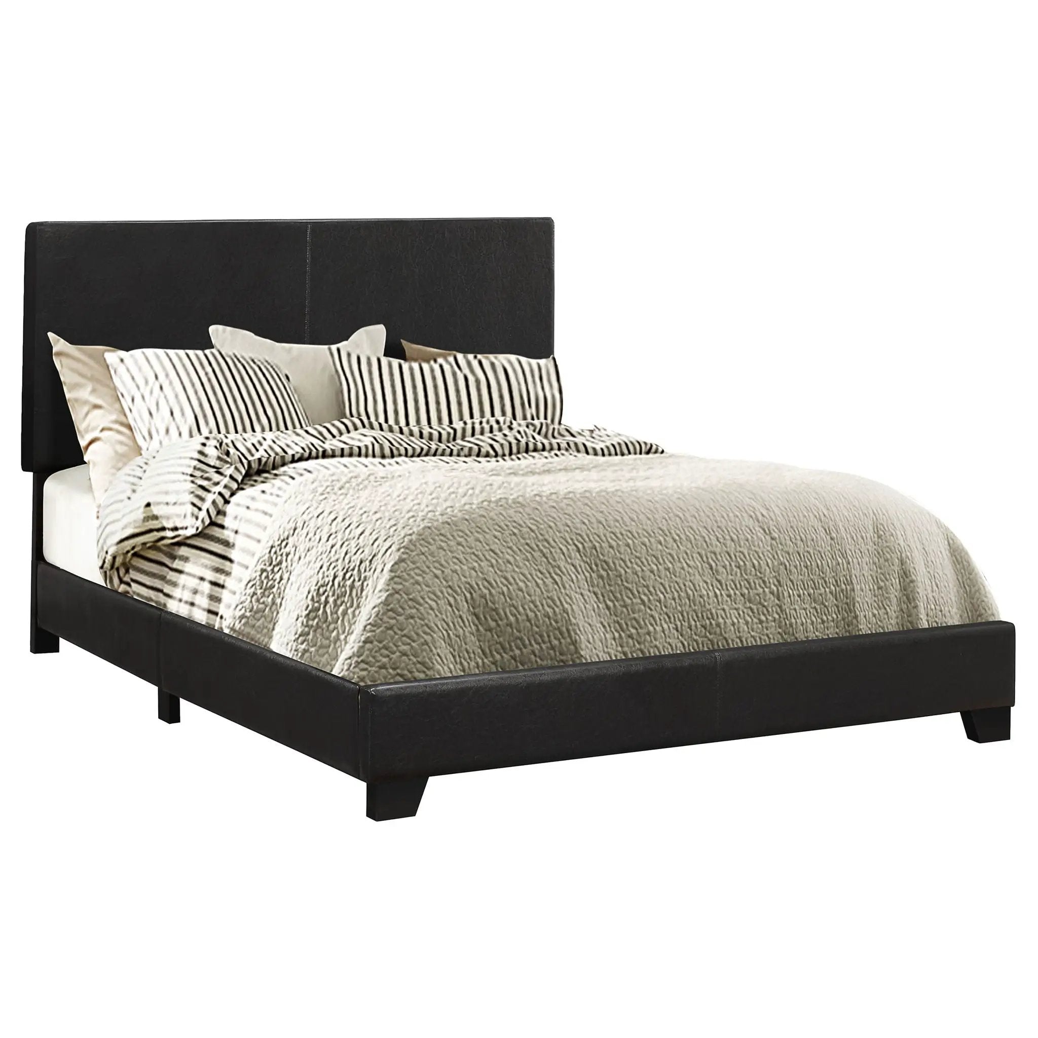 Dorian Faux Leather Upholstered Queen Panel Bed Black by Unique Piece Furniture