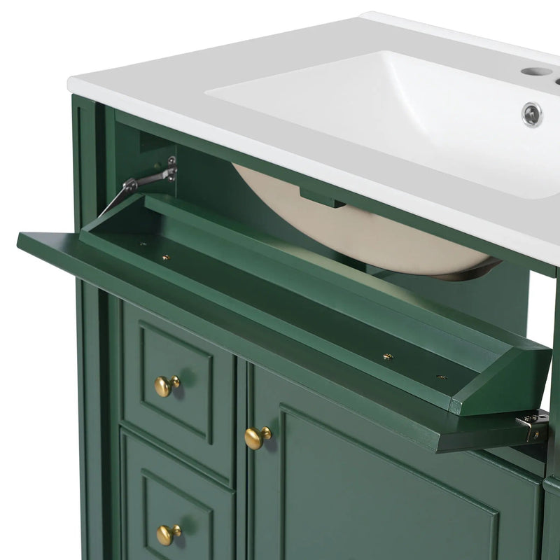 Bathroom Vanity Cabinet With Sink, Soft Close Doors With Door Organizer by HouseOfZazla