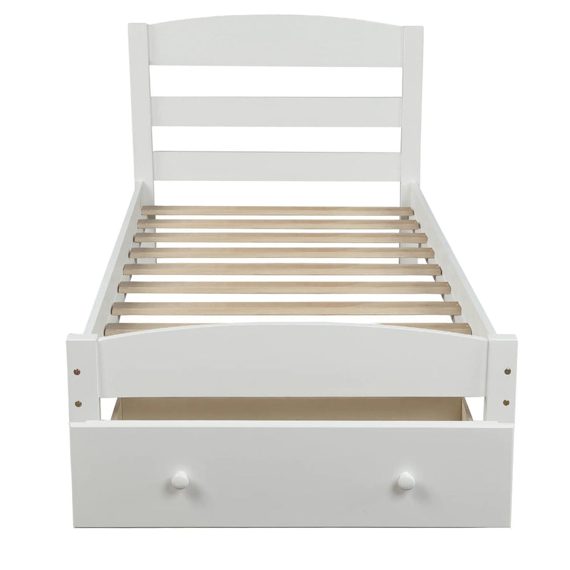 Platform Bed Frame With Storage Drawer And Wood Slat Support No Box Spring Needed by HouseOfZazla