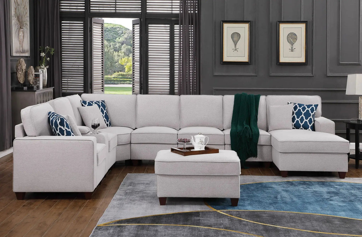 Eric - 9 Piece Upholstered Sectional With Ottoman by HouseOfZazla
