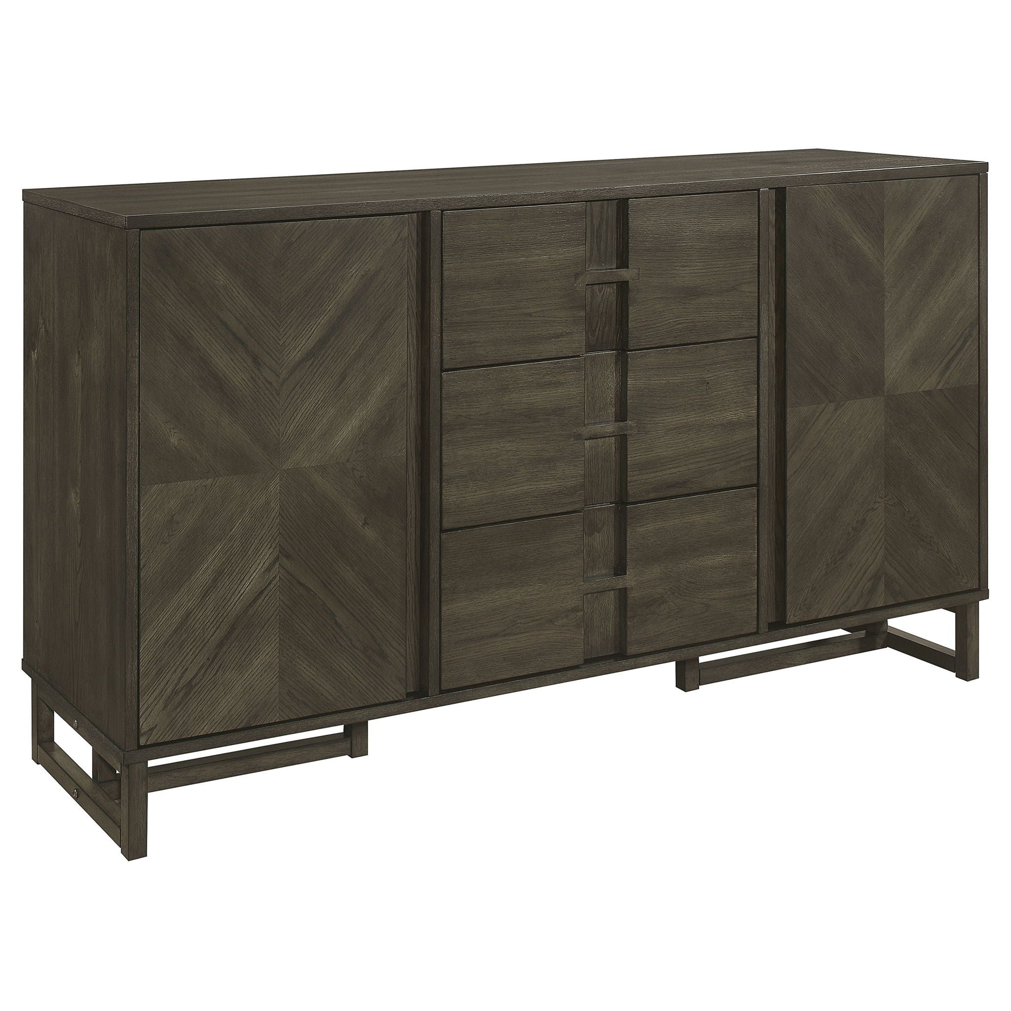 Glenmoor - 3 Drawer Server With 2 Cabinets - Dark Gray by HouseOfZazla