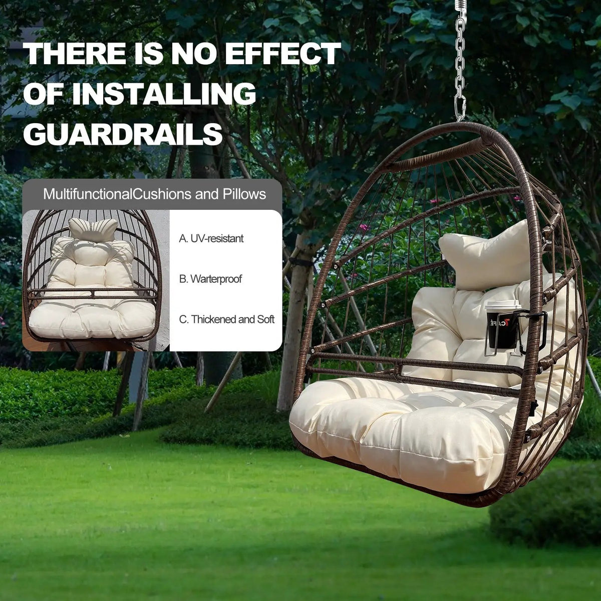 Khaki Hanging Swing Egg Chair by HouseOfZazla