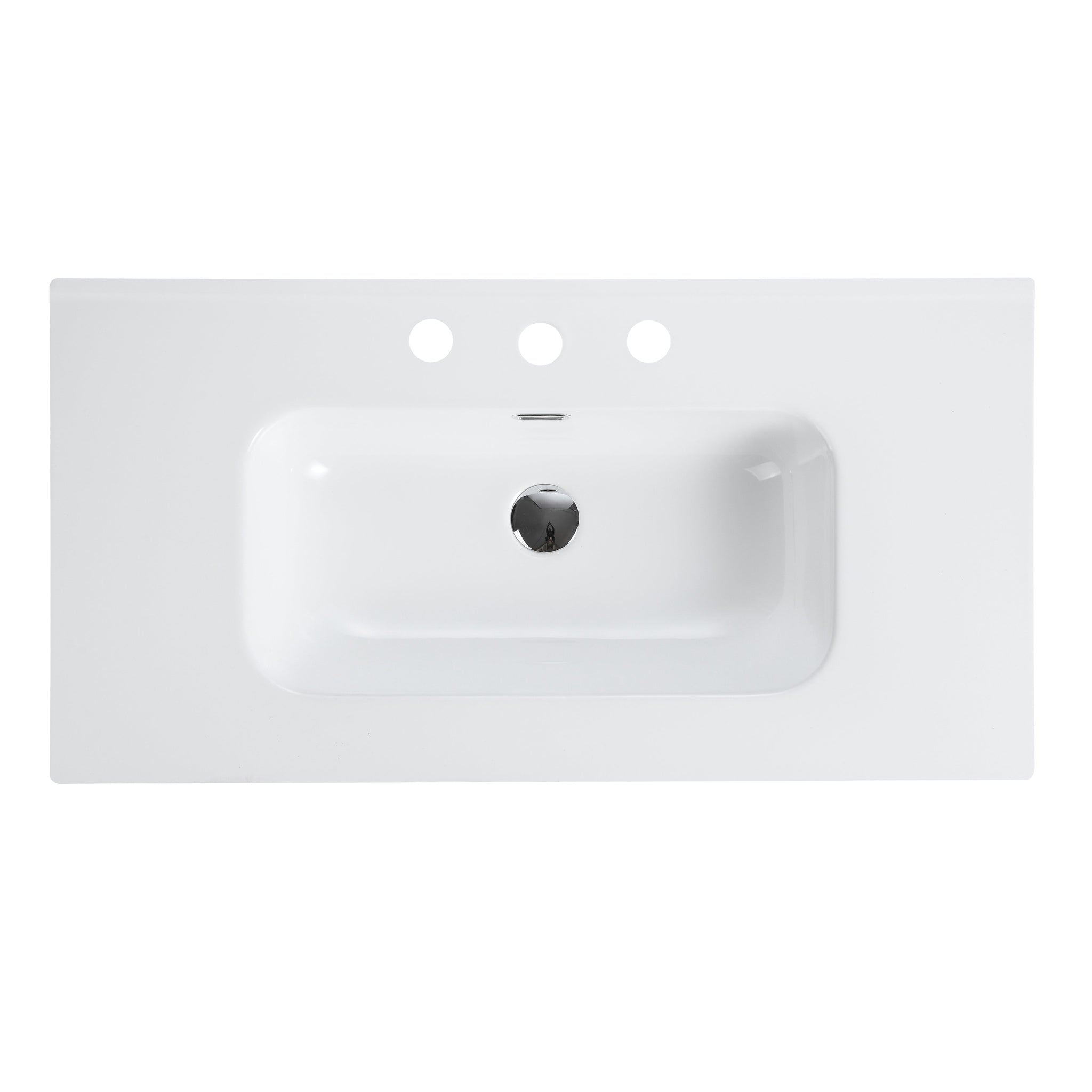 Abay Home Glossy White Ceramic Integrated Bathroom Vanity Sink by HouseOfZazla