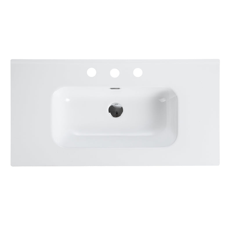 Abay Home Glossy White Ceramic Integrated Bathroom Vanity Sink by HouseOfZazla