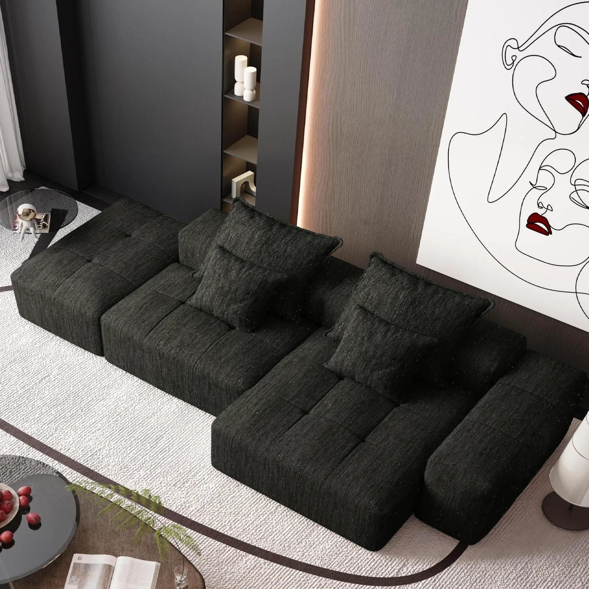 Modern Oversized DIY Combination Modular Sectional Sofa With Pillows by HouseOfZazla