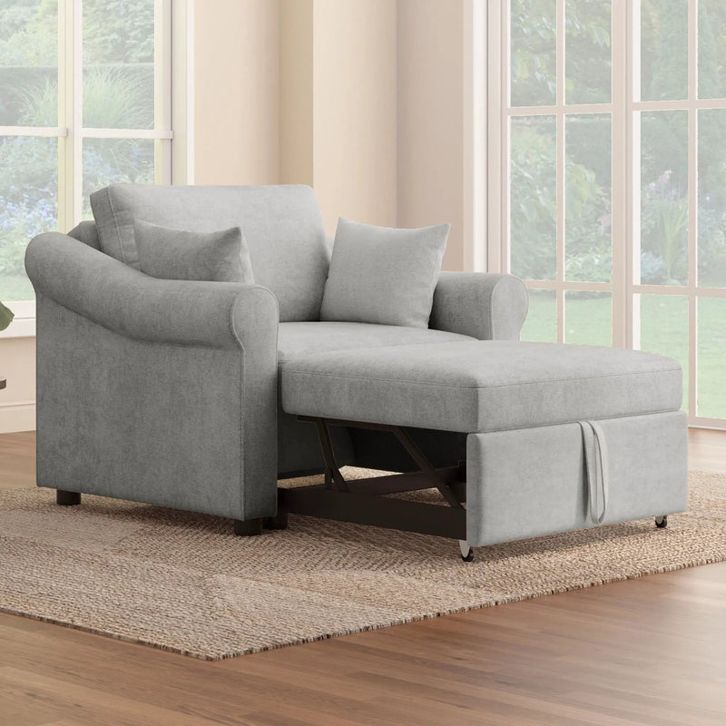 Convertible Sleeper Chair With Adjustable Backrest, 3 In 1 Lounger Chair Turns Into Bed, Single Bed For Living Room by Unique Piece Furniture
