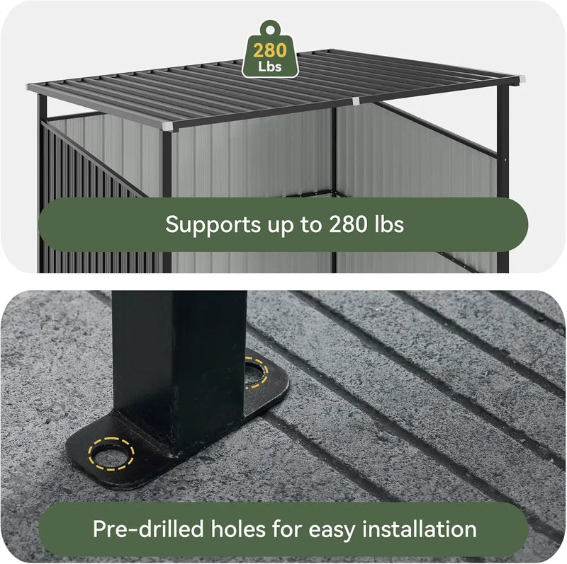6x6FT Outdoor Pergola with Hardtop Roof, Lean-to Metal Shelter by HouseOfZazla