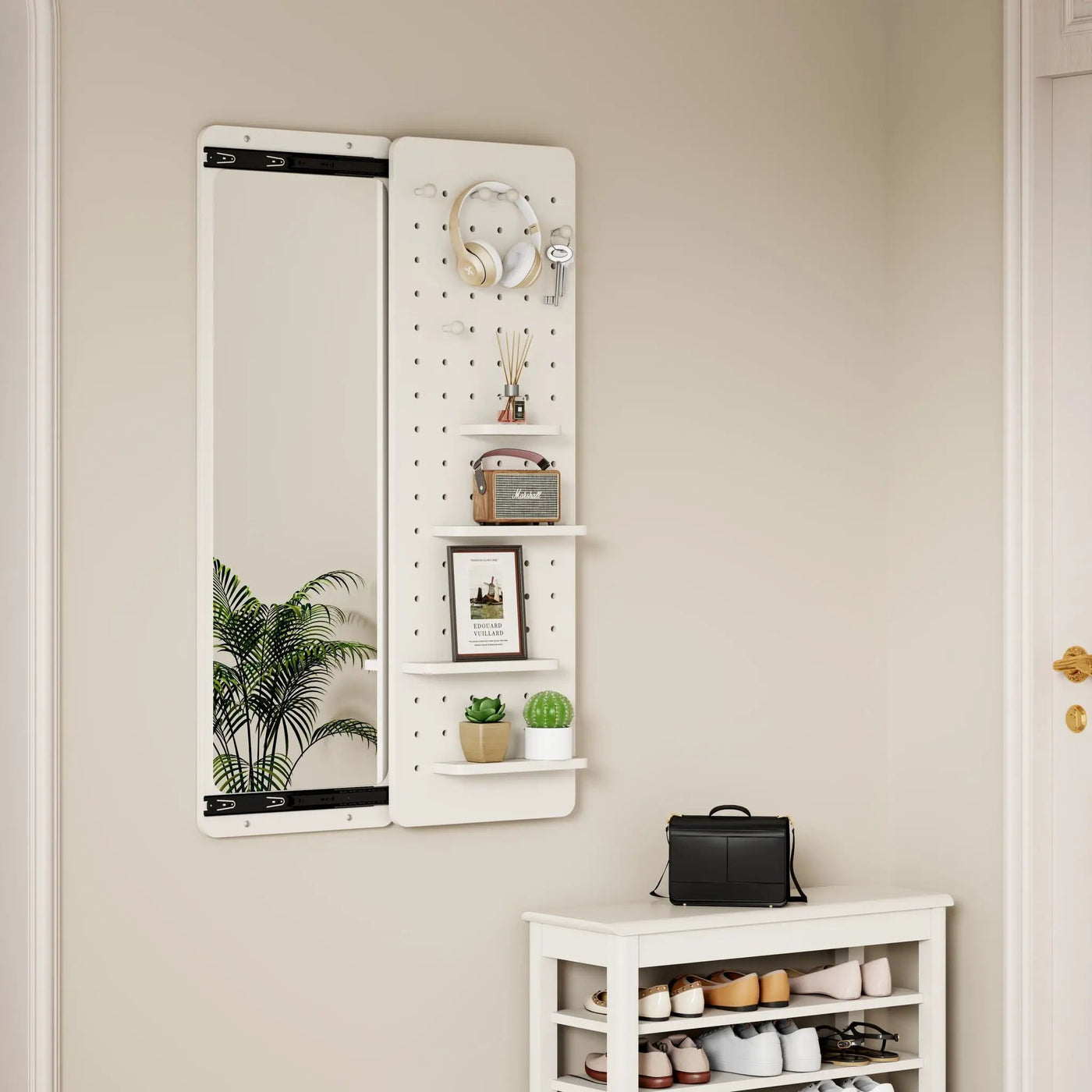 Wall Mounted Full Length Mirror With Shelf And Hook by HouseOfZazla
