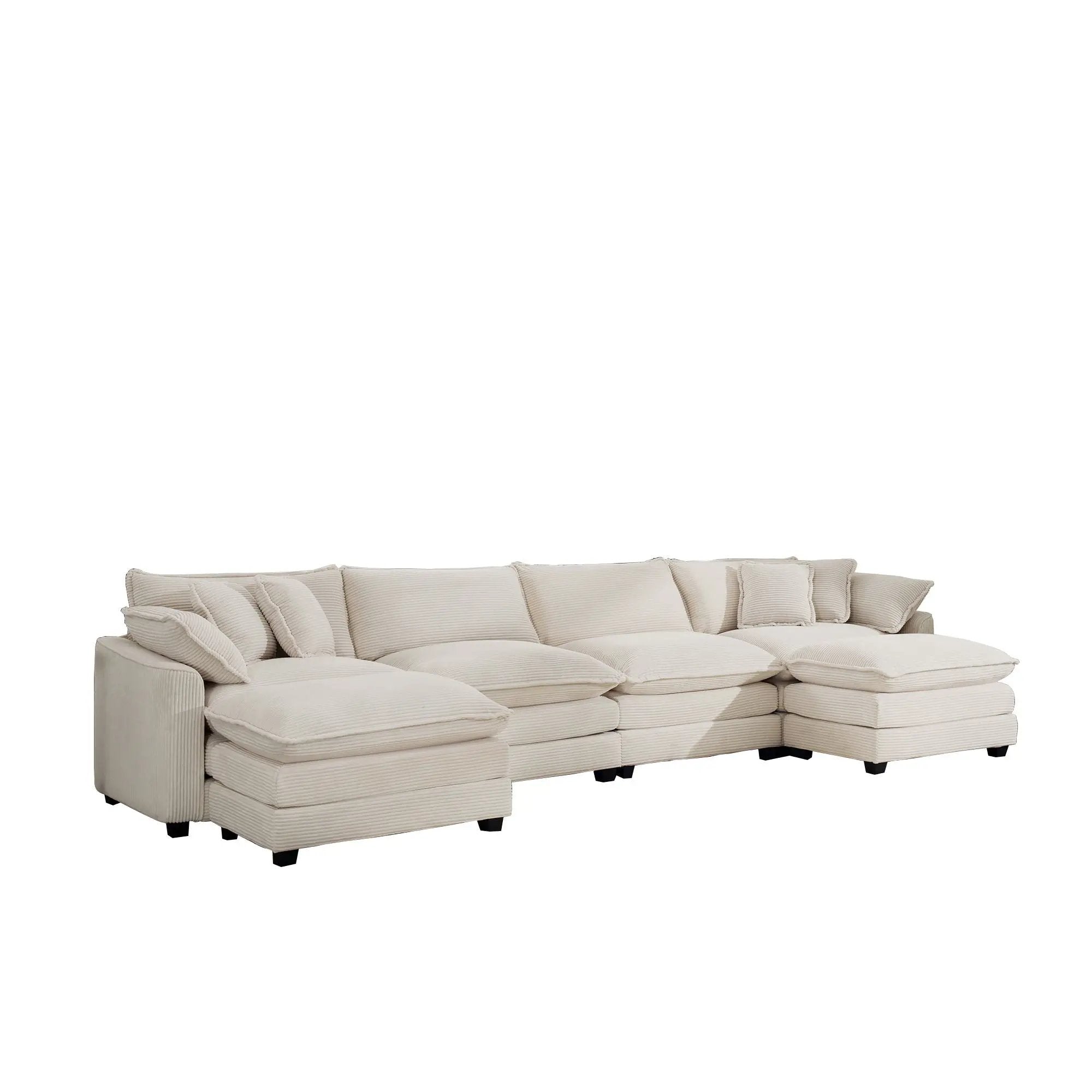Modern Oversized Modular Cushion Sofa With Ottoman, Low Back, Deep Seating Sofa Set by Unique Piece Furniture