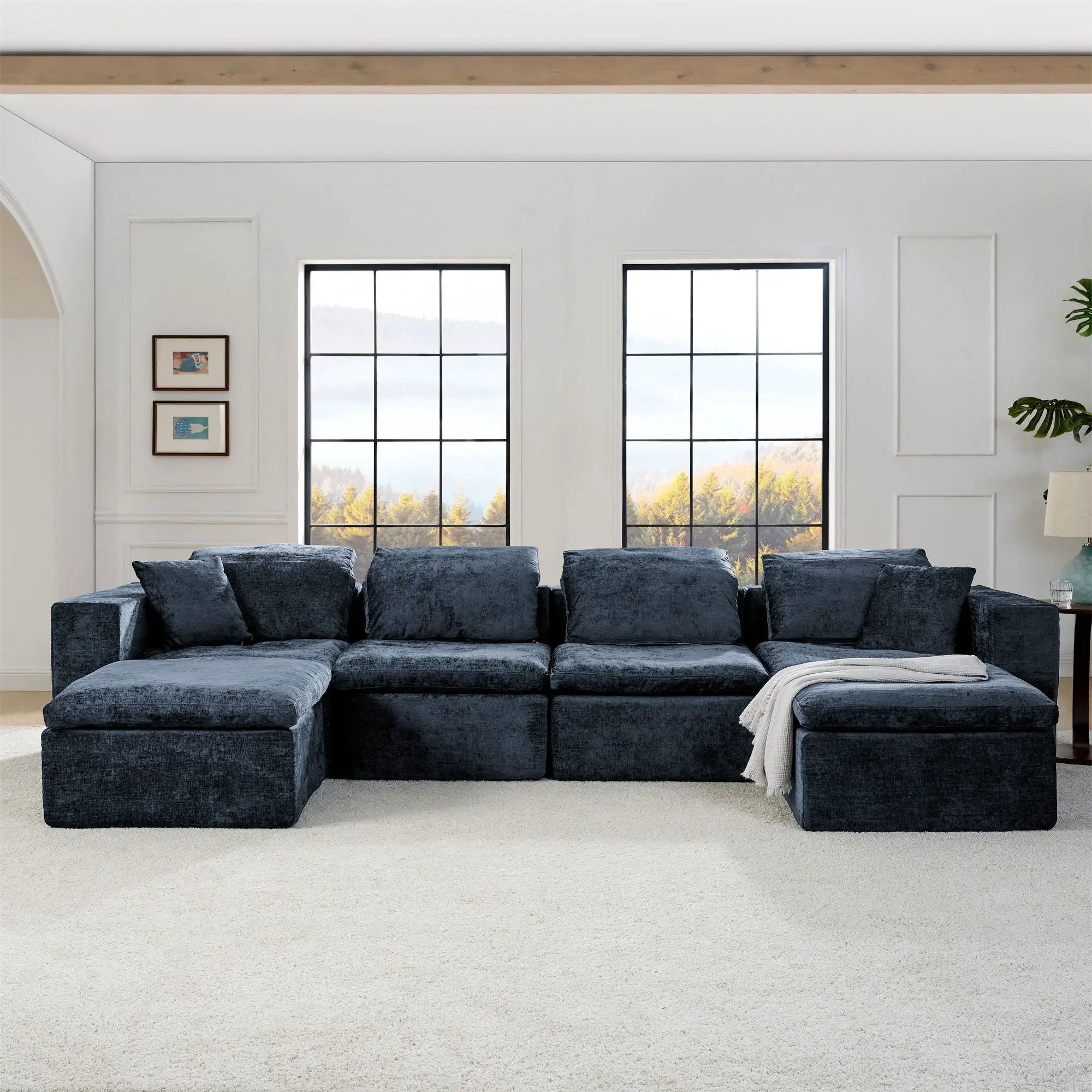 Modern Minimalist Cloud Sectional Couch With Comfy Chaise, U Shaped Modular Sofa by HouseOfZazla