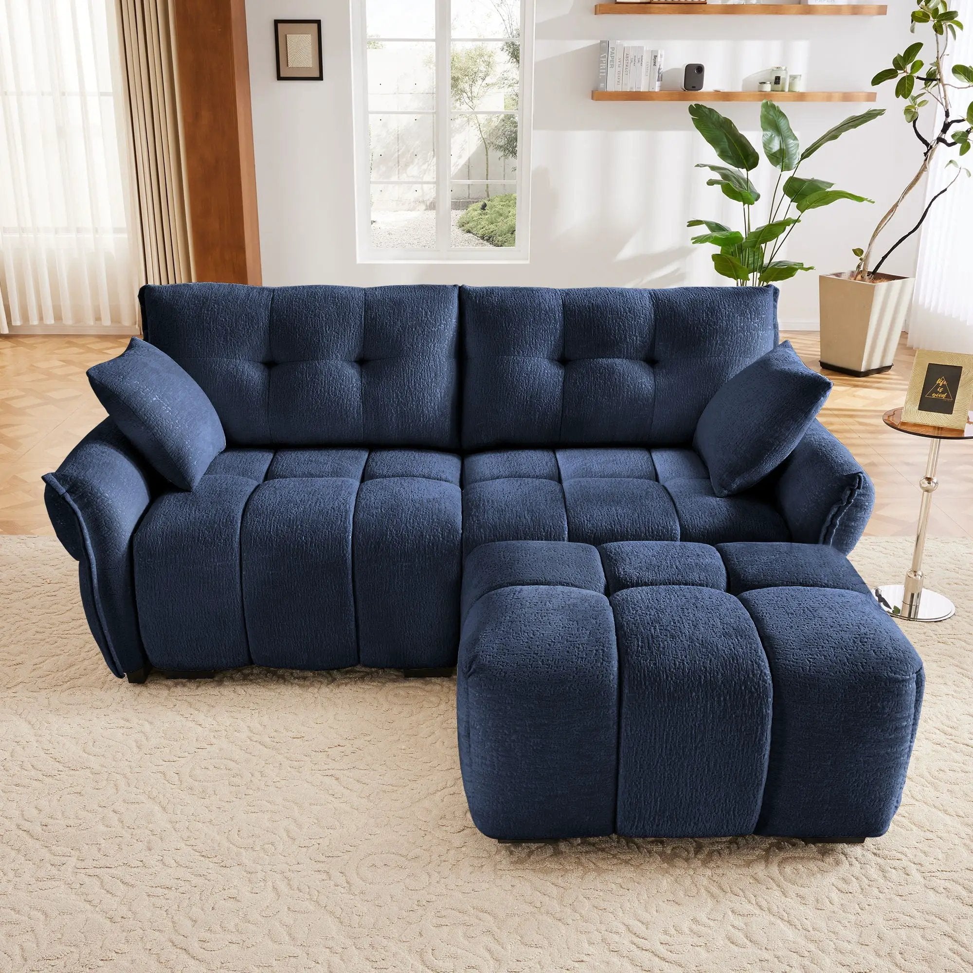 Sofa Set With Ottoman And Pillows, Textured, High Resilience Cushions by Unique Piece Furniture