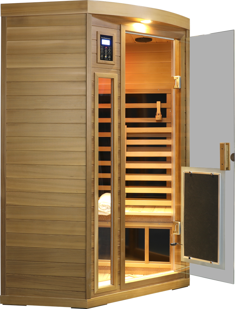 Low EMF Two person Far-infrared Red cedar Deluxe indoor pentagonal sauna room by HouseOfZazla