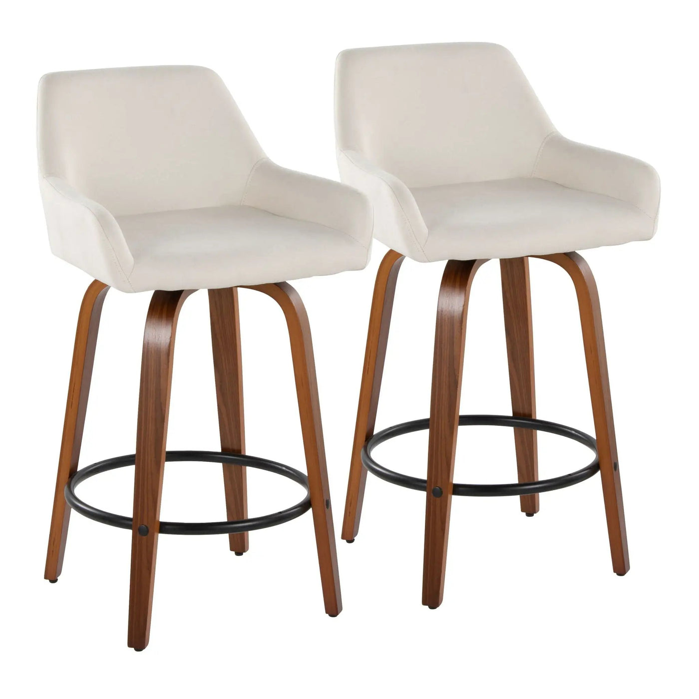 Daniella - Contemporary Fixed Height Counter Stool With Swivel With Round Footrest (Set of 2) by HouseOfZazla