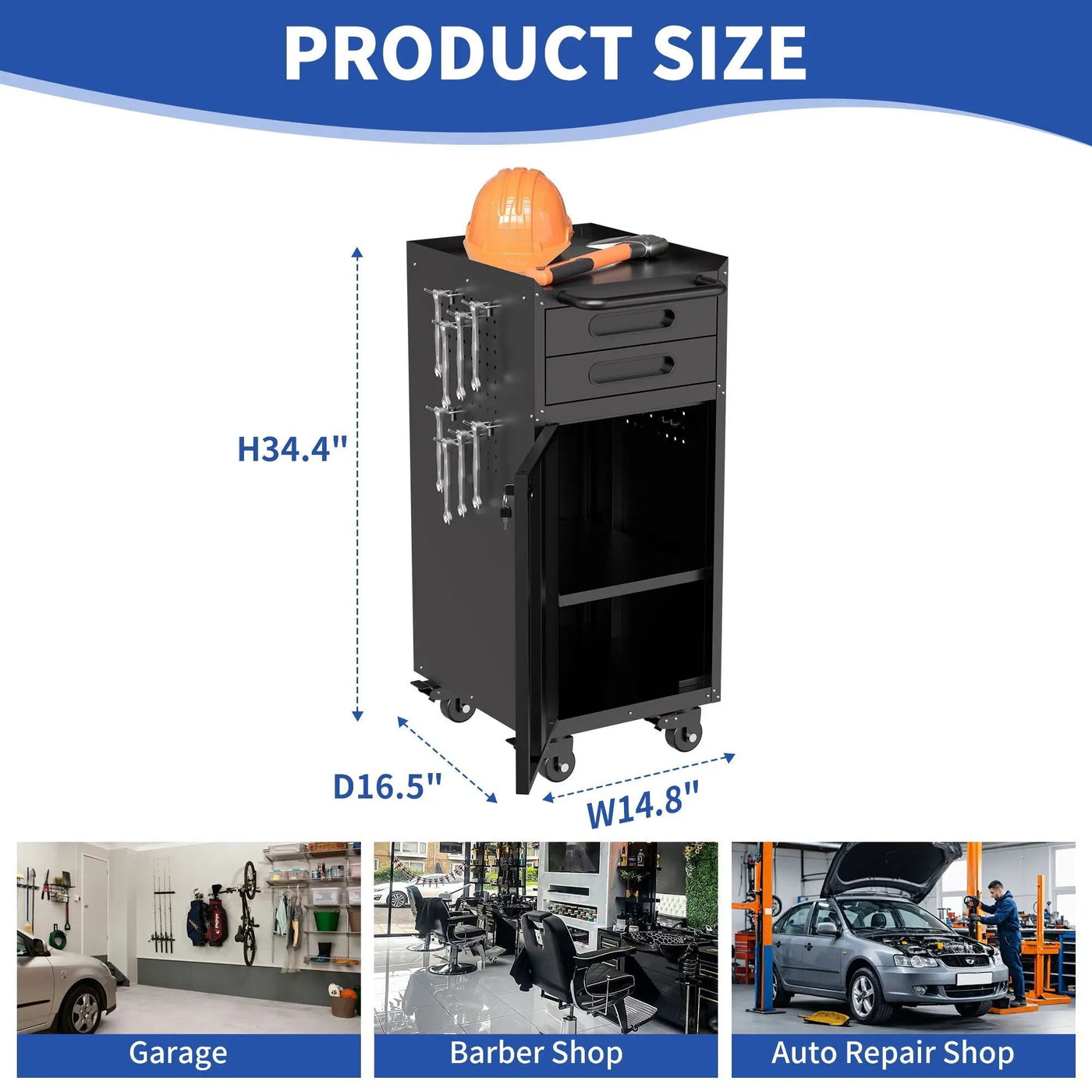 Rolling Tool Cabinet Heavy Duty Garage Storage With Lockable Doors & Drawers by HouseOfZazla