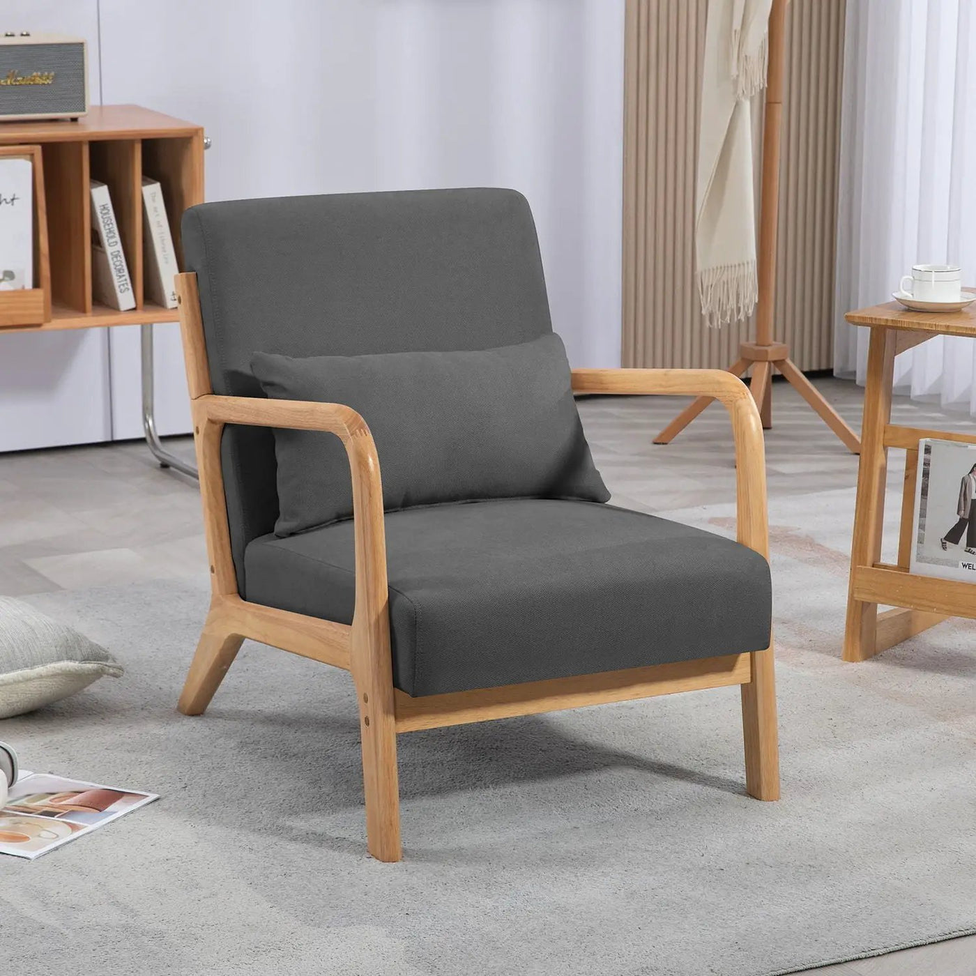 Leisure Chair With Solid Wood Armrest And Feet, Mid-Century Modern Accent Sofa, 1 Seat by Unique Piece Furniture