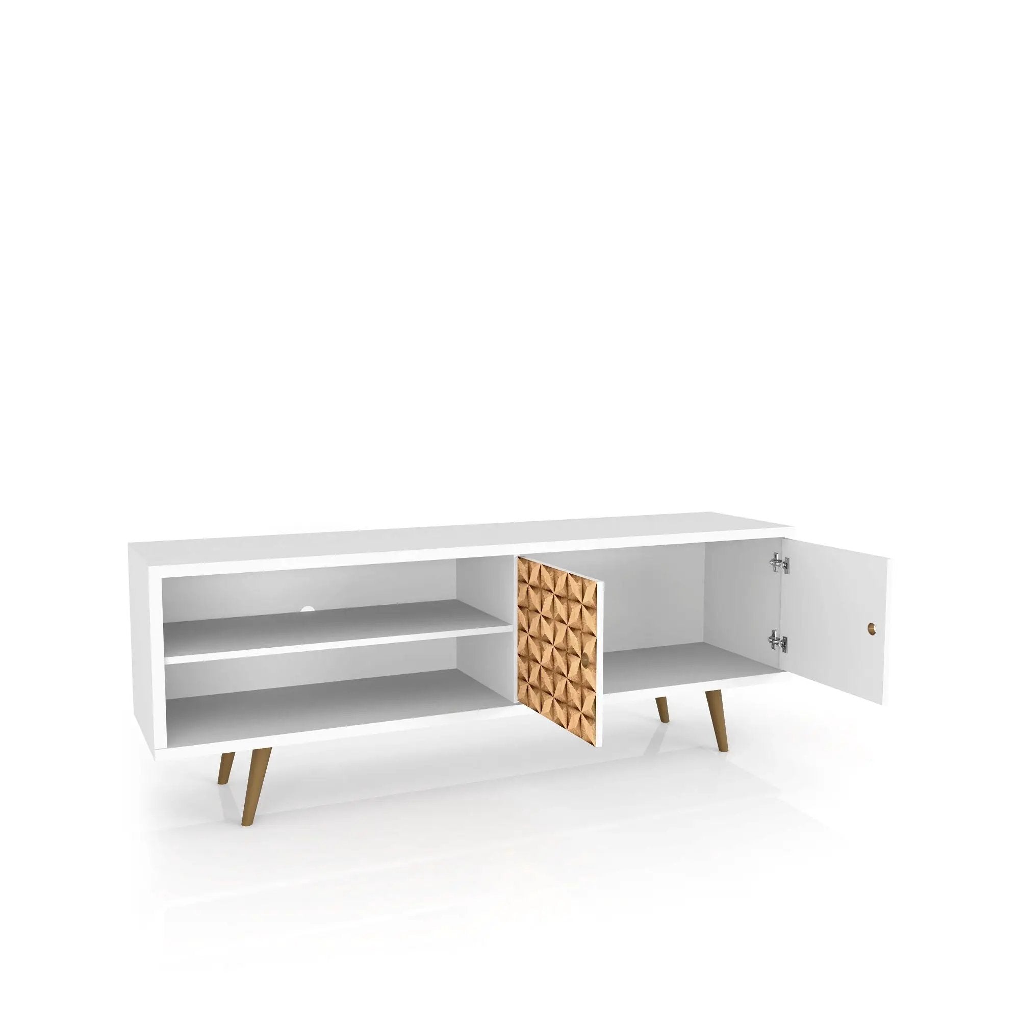 Liberty - TV Stand & 2 Open Shelves - Natural / White by HouseOfZazla