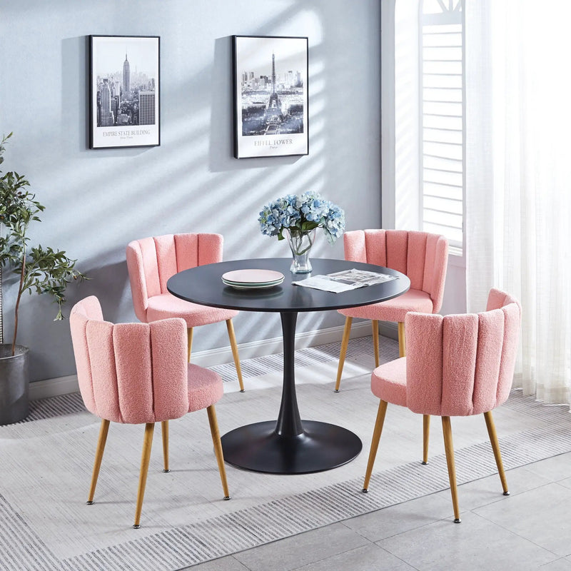 Modern Dining Chair (Set of 2) With Iron Tube Wood Color Legs, Shorthair Cushions And Comfortable Backrest, Suitable For Dining Room, Living Room, Cafe, Simple Structure by Unique Piece Furniture