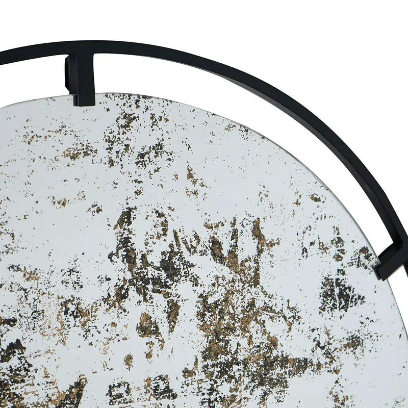 Theodor - Mirror With Industrial Design Round Mirror With Metal Frame For Wall Decor & Entryway Console Lean Against Wall - Black by HouseOfZazla