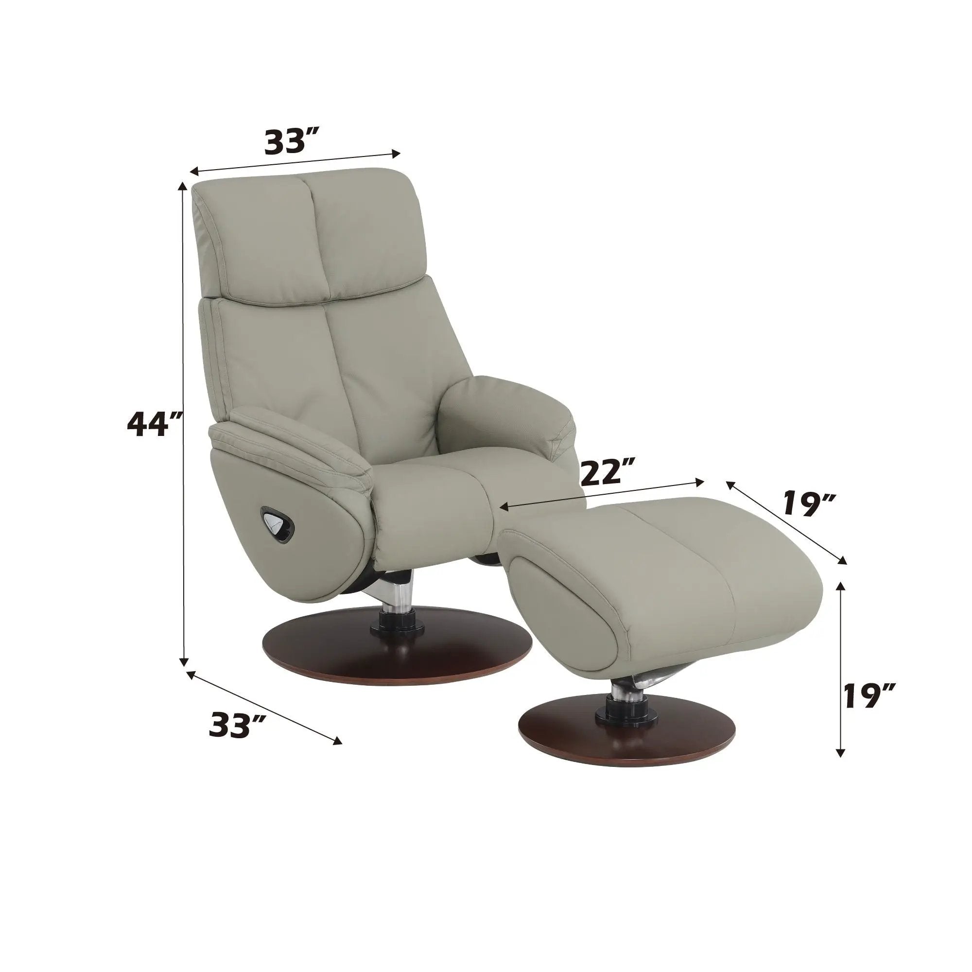 Kandoro - Top Grain Leather Accent Chair With Swivel & Ottoman - Gray by Unique Piece Furniture