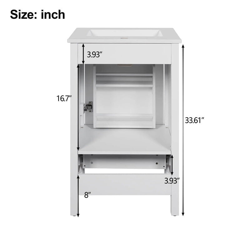 Bathroom Vanity With Ceramic Sink, Soft Close Drawers, Door Organizer, Divider Drawer, Adjustable Foot Pads by HouseOfZazla