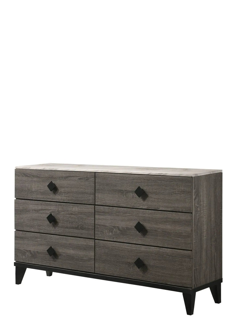 Avantika - Faux Marble Top Rustic Dresser - Gray / Marble / Oak by Unique Piece Furniture
