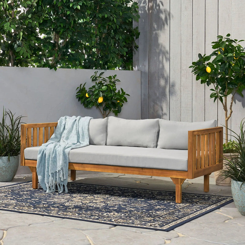 Claremont 3 Seater Daybed Teak Acacia Wood Water Resistant Cushions by HouseOfZazla