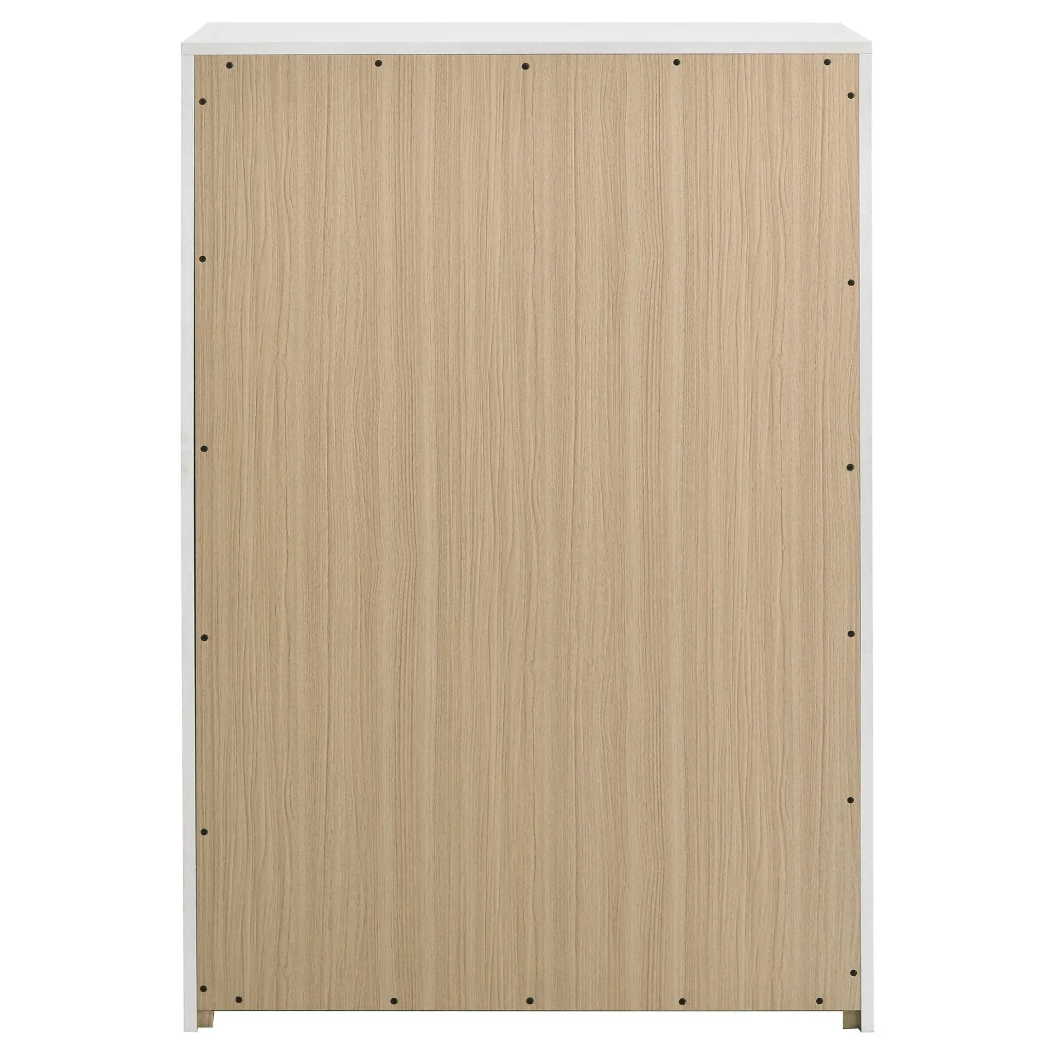 Ines 5-drawer Bedroom Chest of Drawers White High Gloss by Unique Piece Furniture