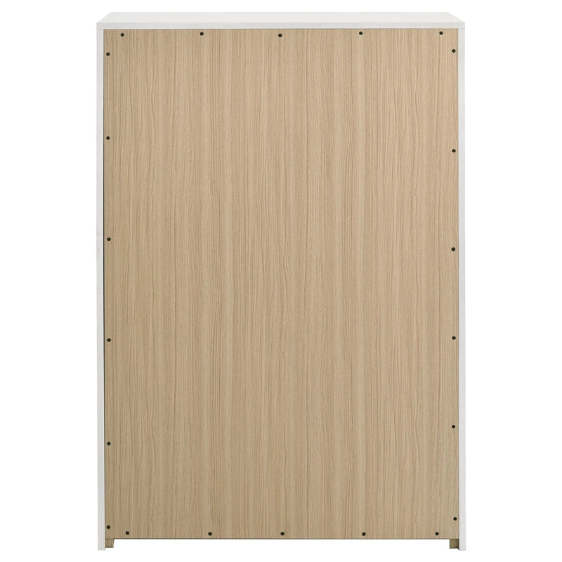 Ines 5-drawer Bedroom Chest of Drawers White High Gloss by Unique Piece Furniture