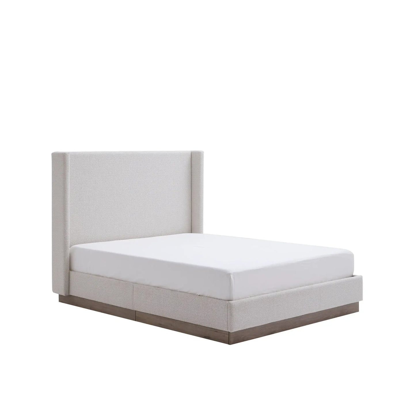 Hosford - Minimalist Upholstered Wingback Bed With Wood Base Platform by HouseOfZazla