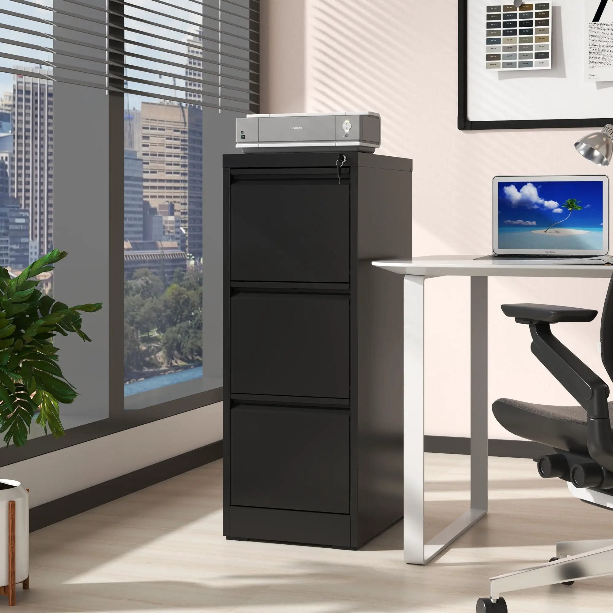 Steel Drawer Vertical File Cabinet With Lock For A4 Legal / Letter Size by Unique Piece Furniture