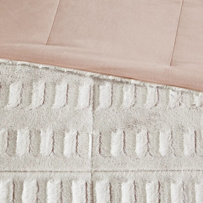 Twin/Twin XL Back Print Long Fur Comforter Mini Set by HouseOfZazla