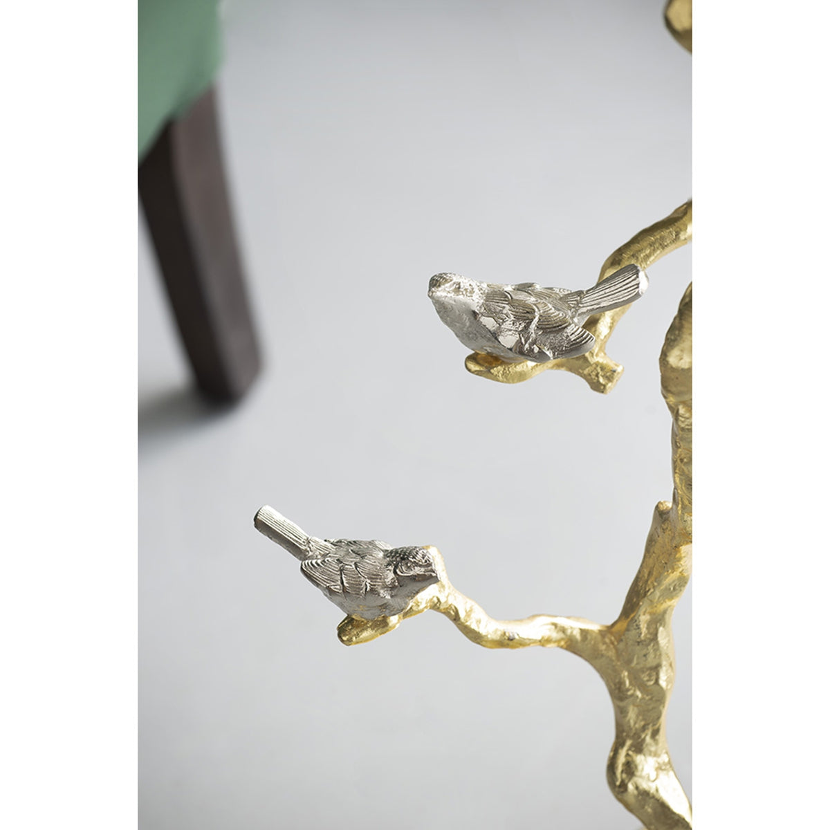 Contemporary Shiny Side Table with Tree Branch Design - Gold, photo 6 of 10