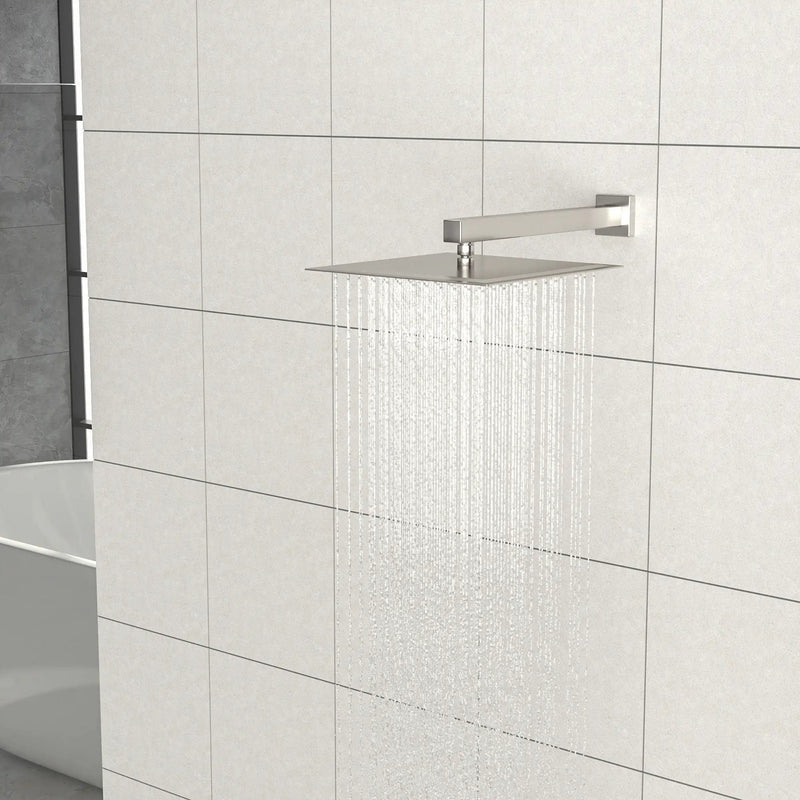 16" Square Rainfall Shower Head Fixed Wall Mount With Full Body Coverage & Self Cleaning Silicone Nozzles by HouseOfZazla