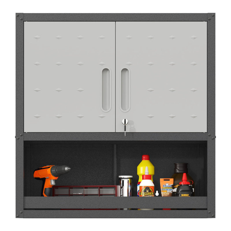 Metal Wall Mounted Tool Storage Cabinet With Locking Door, 1 Shelf & 1 Drawer by HouseOfZazla